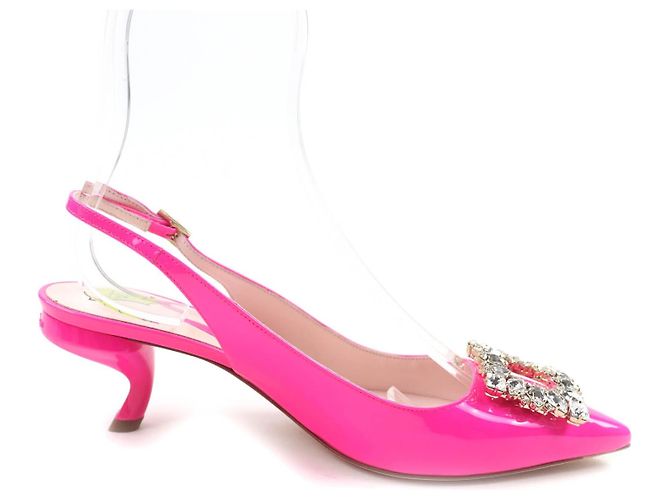 Escarpins de verniz Roger Vivier Virgul Strass Buckle Rosa - vista 5