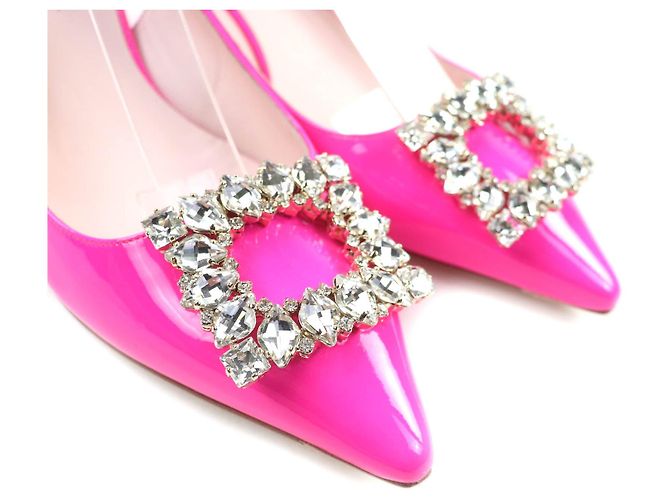 Escarpins de verniz Roger Vivier Virgul Strass Buckle Rosa - vista 7