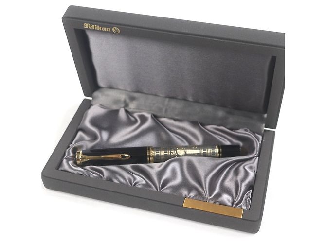Autre Marque Pelikan Souverän Au750 Füllfederhalter Schwarz Golden - Ansicht 2