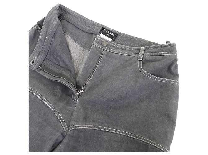 Timeless Pantalones de algodón denim CHANEL COCO Mark Gris - vista 5
