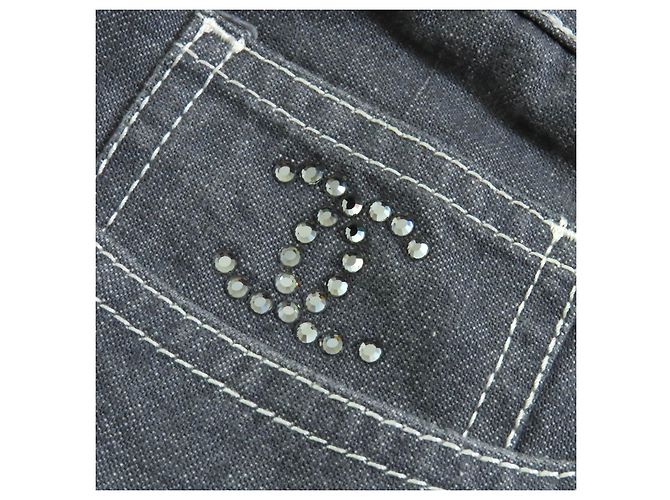 Timeless Pantalones de algodón denim CHANEL COCO Mark Gris - vista 7