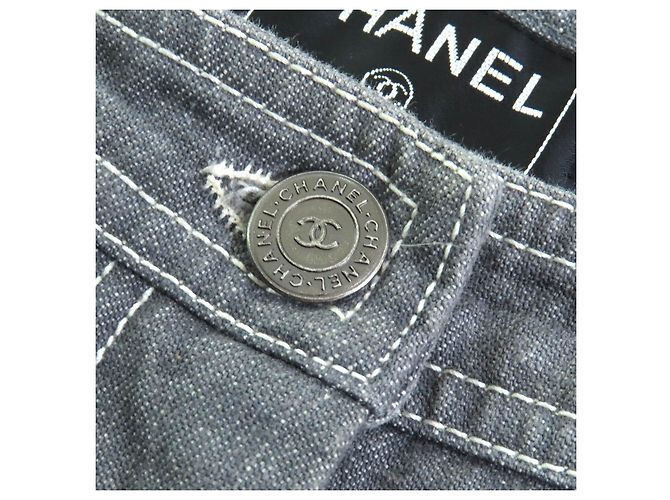 Timeless Pantalones de algodón denim CHANEL COCO Mark Gris - vista 8