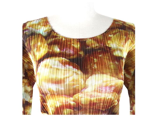 Issey Miyake Conjunto de camiseta y minifalda con estampado Popcorn PLEATS PLEASE Castaño Amarillo - vista 4