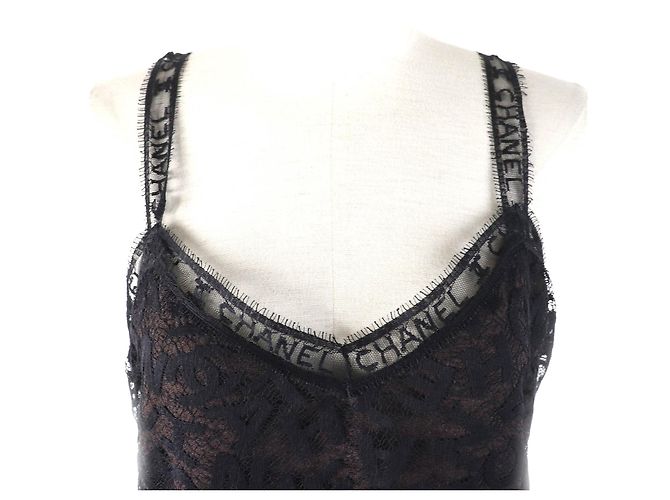 Timeless Conjunto 2way de renda com logo Chanel Preto Castanho escuro - vista 4