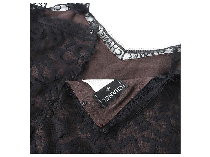 Timeless Conjunto 2way de renda com logo Chanel Preto Castanho escuro - vista 5