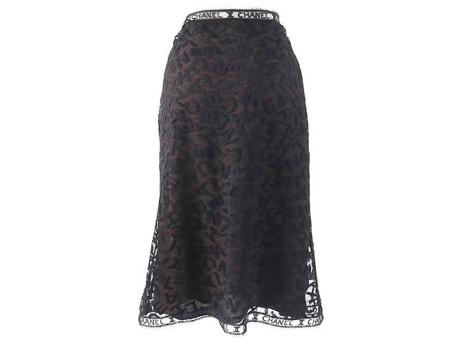 Timeless Conjunto 2way de renda com logo Chanel Preto Castanho escuro - vista 8