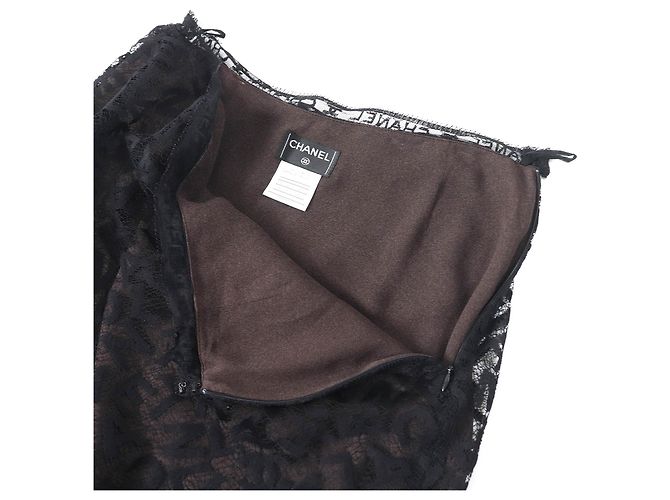 Timeless Conjunto 2way de renda com logo Chanel Preto Castanho escuro - vista 9
