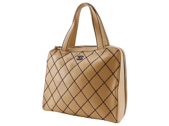 Timeless Chanel Wild Stitch Kalbsleder 2way Tote Bag Beige - Ansicht 2