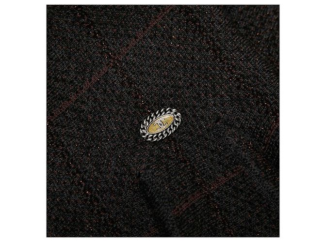 Timeless Falda plisada de mezcla de lana con estampado Coco Mark de Chanel Castaño Gris - vista 3