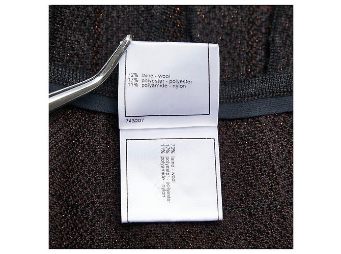Timeless Falda plisada de mezcla de lana con estampado Coco Mark de Chanel Castaño Gris - vista 5