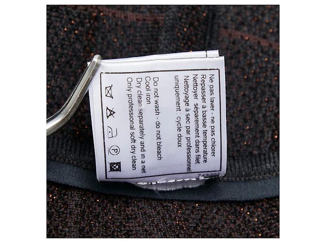 Timeless Falda plisada de mezcla de lana con estampado Coco Mark de Chanel Castaño Gris - vista 6
