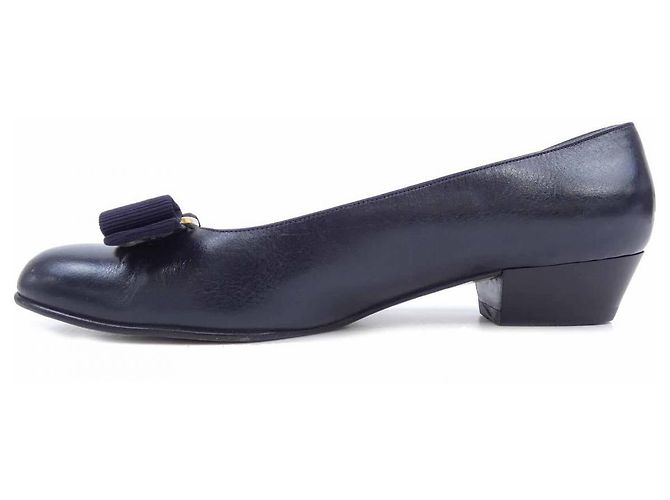 Vintage Pumps Salvatore Ferragamo Blau Marineblau - Ansicht 2