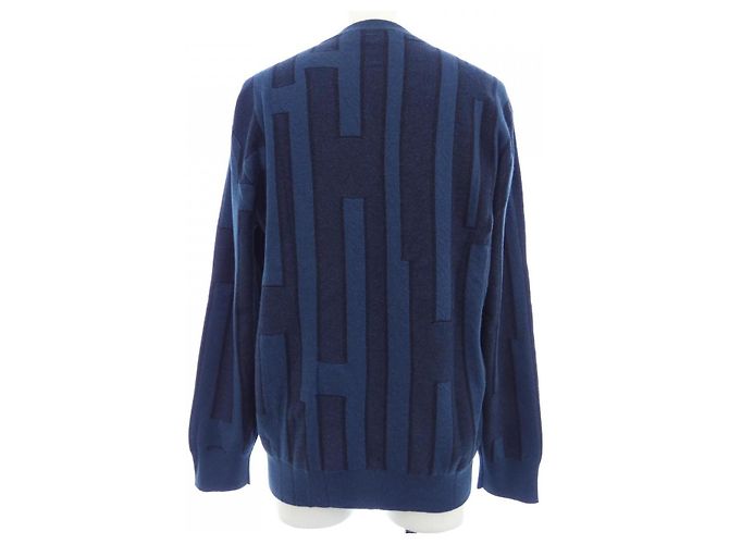 Hermès Tejido de cachemira Hermes S Negro Azul marino - vista 2