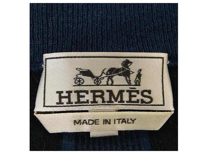 Hermès Tejido de cachemira Hermes S Negro Azul marino - vista 4