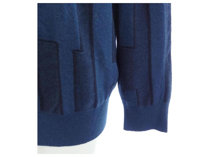Hermès Tejido de cachemira Hermes S Negro Azul marino - vista 6