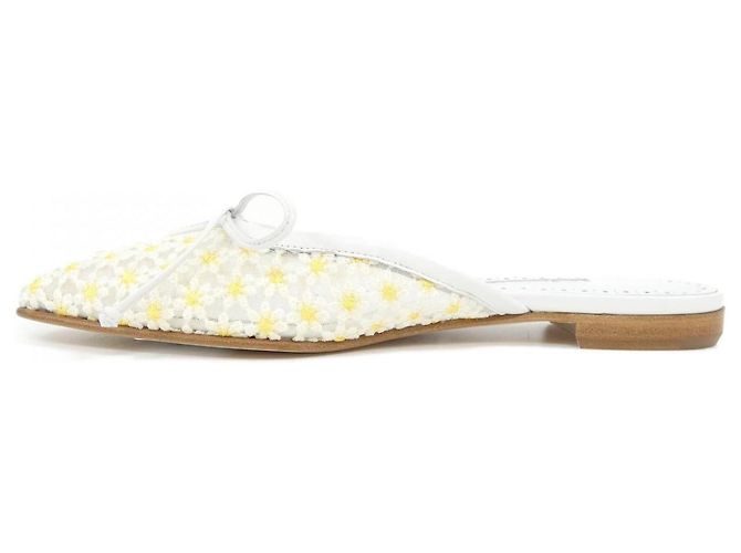 Sandali Manolo Blahnik BALLERIMU Bianco Giallo - vista 2