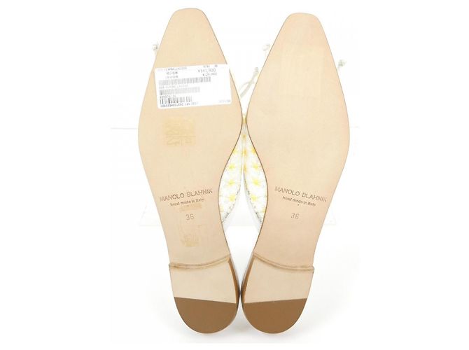 Sandali Manolo Blahnik BALLERIMU Bianco Giallo - vista 4