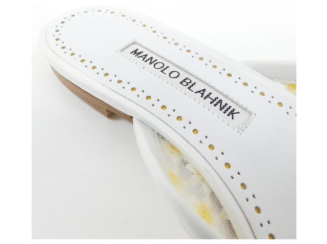 Sandali Manolo Blahnik BALLERIMU Bianco Giallo - vista 6