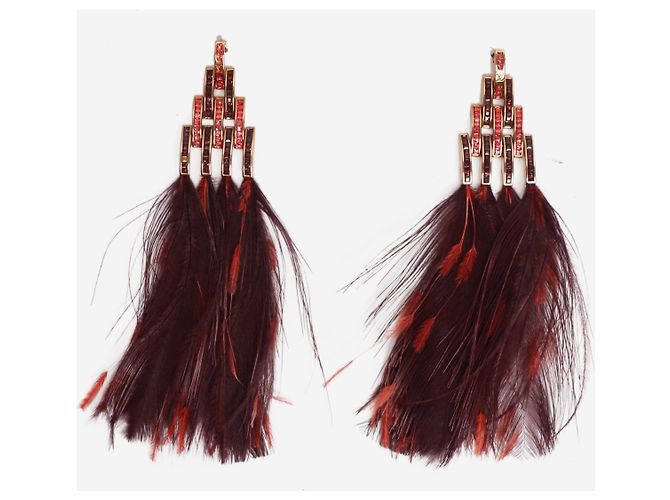 Louis Vuitton Burgunderrote Federohrringe Bordeaux - Ansicht 3