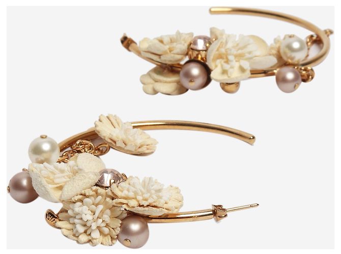 Louis Vuitton Goldene Creolen mit Blütendetail - Ansicht 5