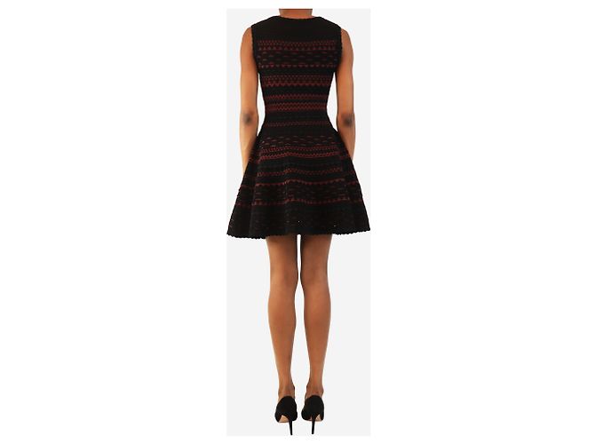 Alaïa Mini abito senza maniche nero e rosso con dettagli a conchiglia - taglia UK 6 - vista 2