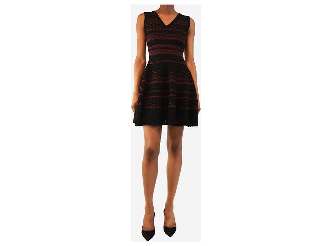 Alaïa Mini abito senza maniche nero e rosso con dettagli a conchiglia - taglia UK 6 - vista 3