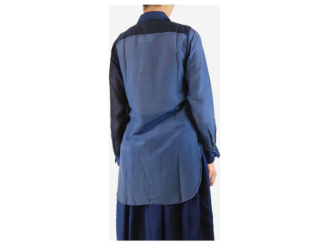Autre Marque Túnica de mezcla de algodón y seda azul - talla UK 10 - vista 2
