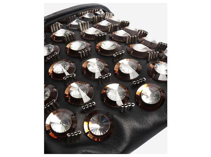 Marni Clutch in pelle nera decorata Nero - vista 2