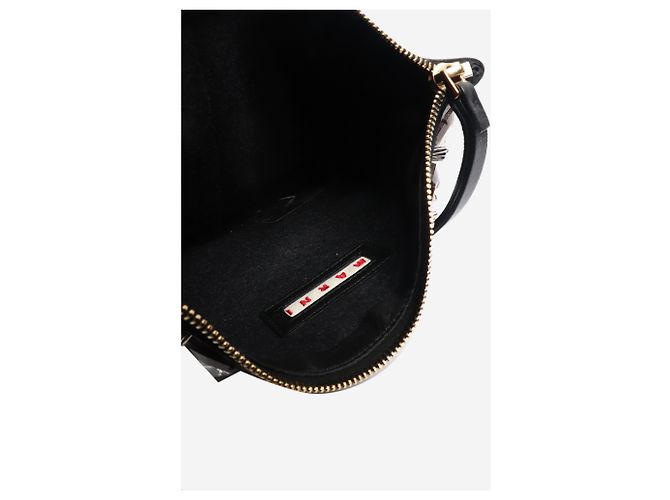 Marni Clutch in pelle nera decorata Nero - vista 5