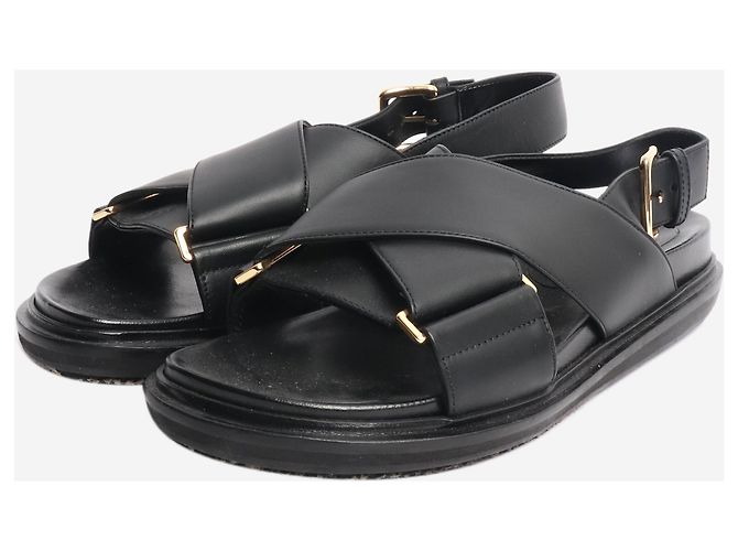 Marni Sandali con cinturini incrociati in pelle nera con plantilla anatomica - taglia EU 38.5 - vista 2