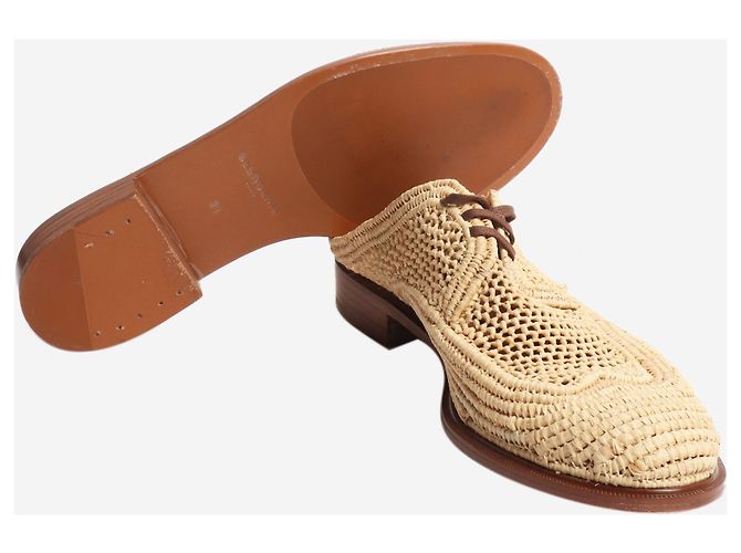Robert Clergerie Neutral raffia woven mules - size EU 39 - view 5