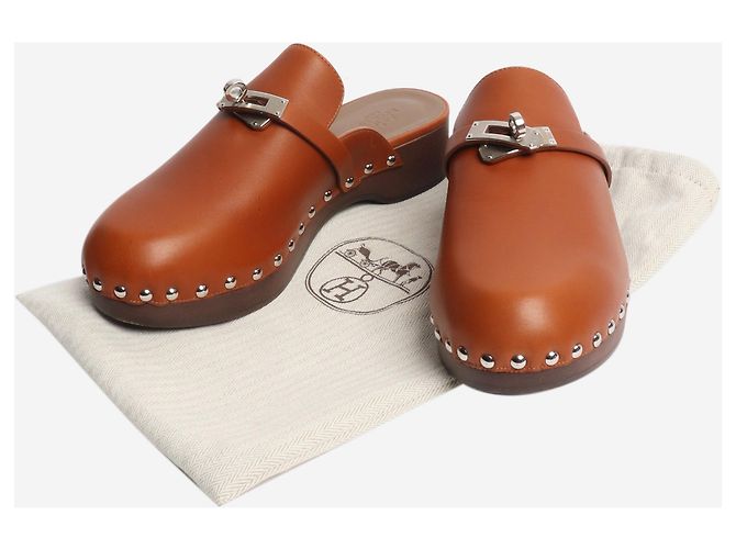 Kelly Hermès Clogs aus Leder in Tan - Größe EU 39 Braun - Ansicht 7