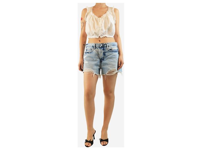 Frame Denim Short jeans azul rasgado - tamanho UK 12 - vista 2