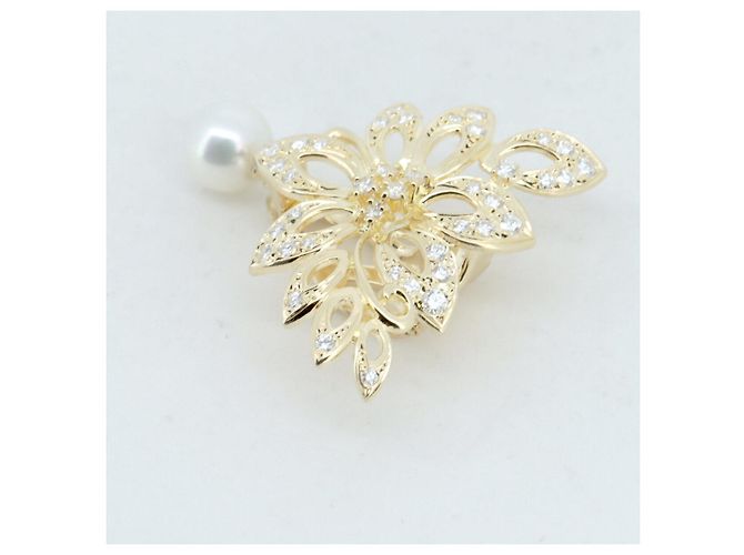 Mikimoto Au750 Perlen-Diamant-Anhänger Golden - Ansicht 2