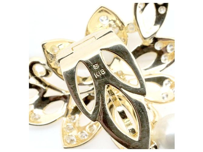 Mikimoto Au750 Perlen-Diamant-Anhänger Golden - Ansicht 3