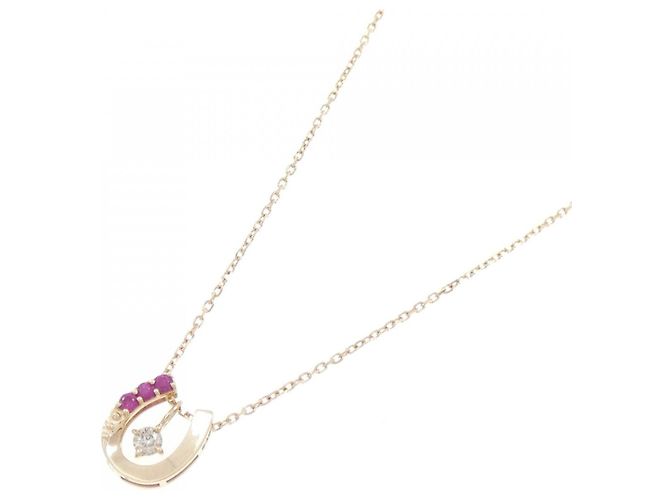 Autre Marque Collar de oro amarillo K10 2 en 1 con rubí y diamante Dorado - Ansicht 2