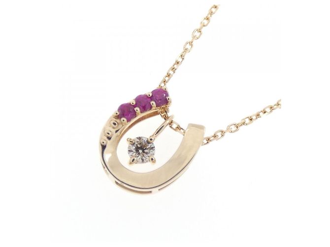 Autre Marque Collar de oro amarillo K10 2 en 1 con rubí y diamante Dorado - Ansicht 3