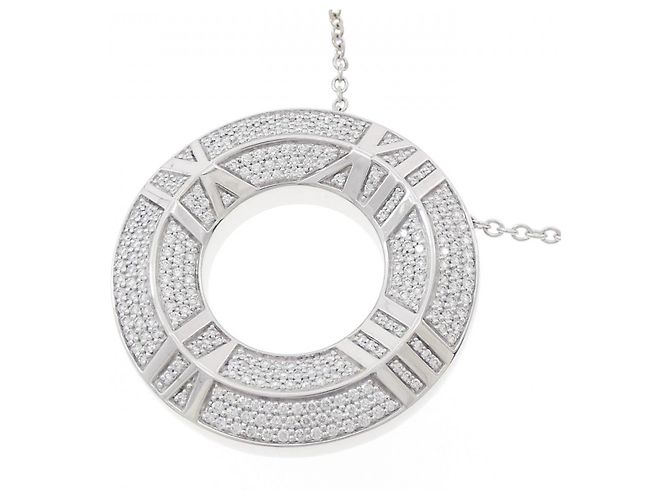Tiffany & Co Collana Tiffany Atlas X Closed Circle 750 Oro Bianco e Diamanti Argento - vista 3