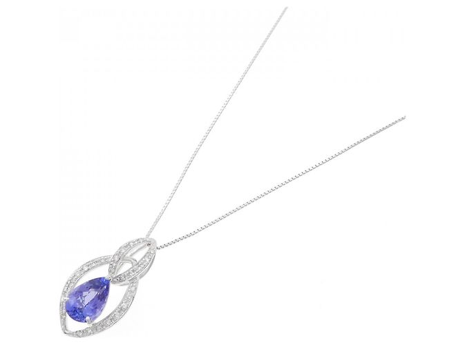 Autre Marque Collana in oro bianco Au750, tanzanite e diamante Argento - vista 2