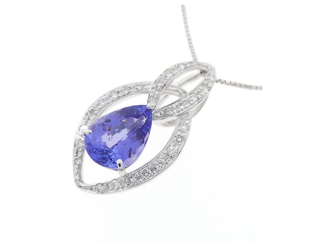 Autre Marque Collana in oro bianco Au750, tanzanite e diamante Argento - vista 3