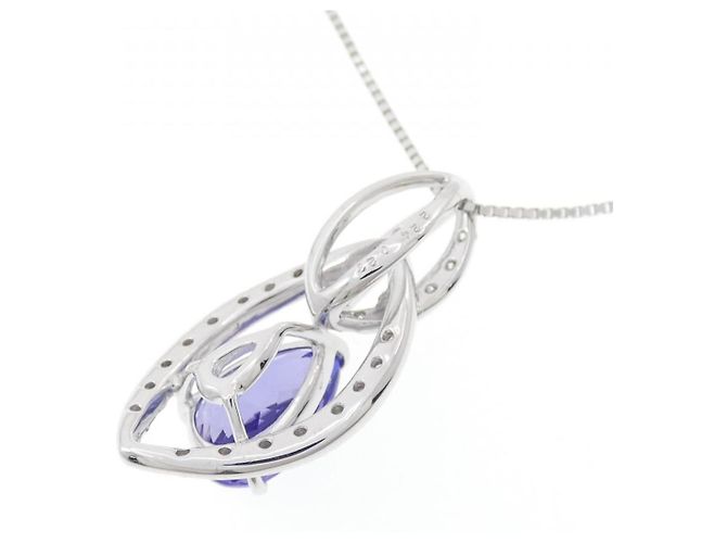 Autre Marque Collana in oro bianco Au750, tanzanite e diamante Argento - vista 4