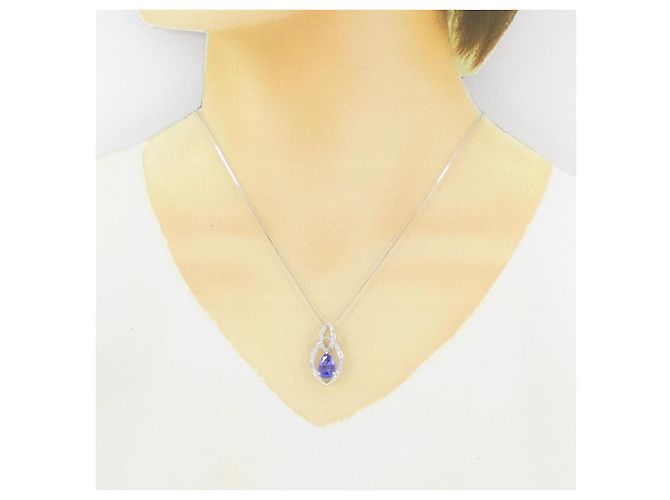 Autre Marque Collana in oro bianco Au750, tanzanite e diamante Argento - vista 6