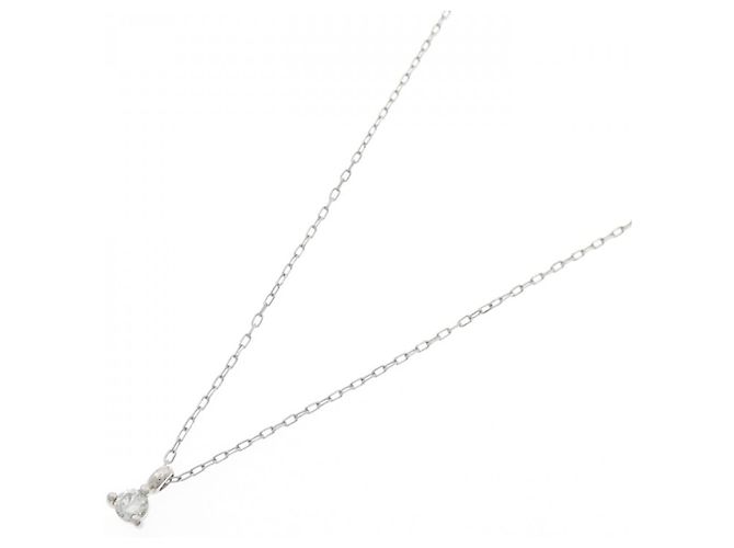 Autre Marque Platin 850 Solitär-Diamant-Halskette Silber - Ansicht 2