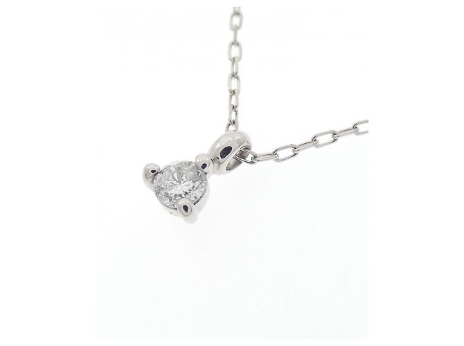 Autre Marque Platin 850 Solitär-Diamant-Halskette Silber - Ansicht 3