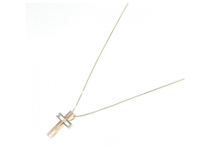 Autre Marque Collana con Croce e Diamante in Oro Rosa Au750 e Oro Giallo Au750 D'oro - vista 2