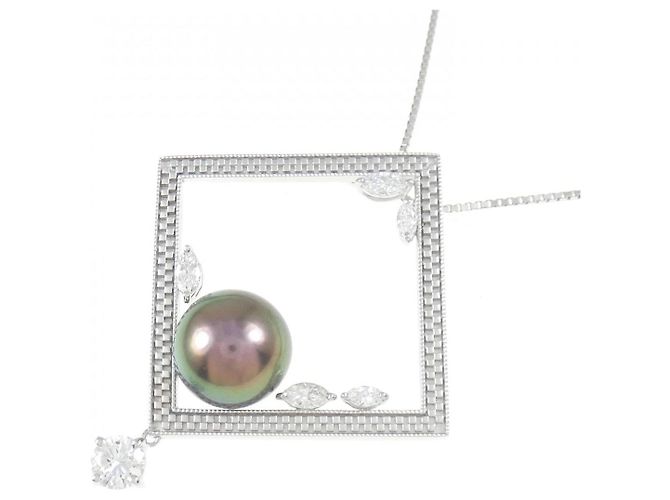 Autre Marque Collana in oro bianco 18K con perla nera e diamante Nero - vista 3