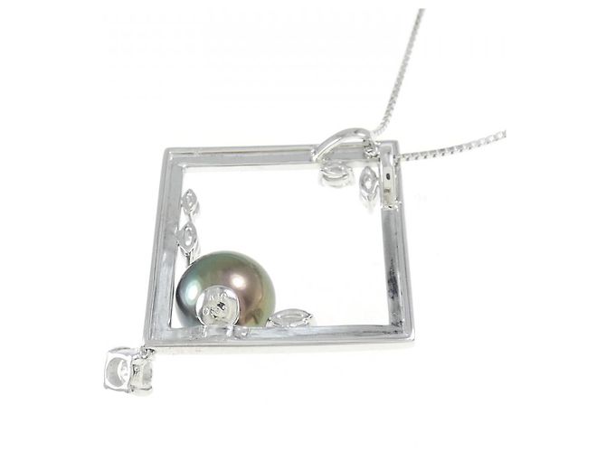 Autre Marque Collana in oro bianco 18K con perla nera e diamante Nero - vista 4