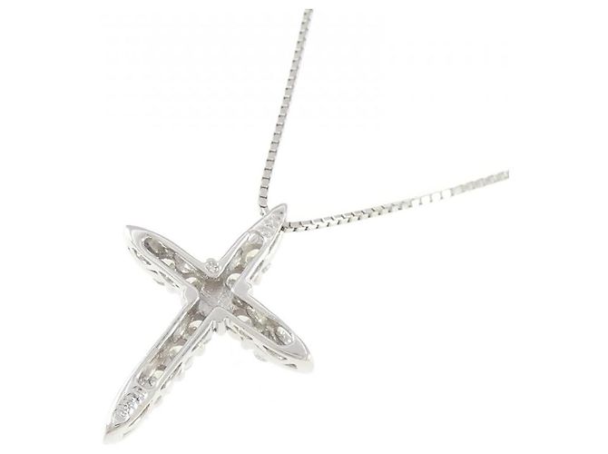 Autre Marque Collana con Croce di Diamanti Pt850 Argento - vista 4