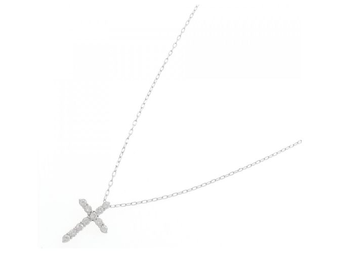 Autre Marque Collana con Croce in Diamanti in Oro Bianco Au750 Argento - vista 2