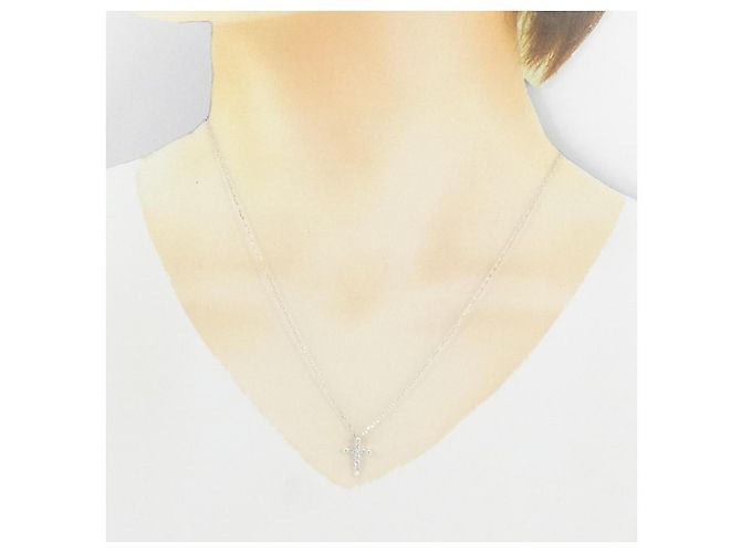 Autre Marque Collana con Croce in Diamanti in Oro Bianco Au750 Argento - vista 6